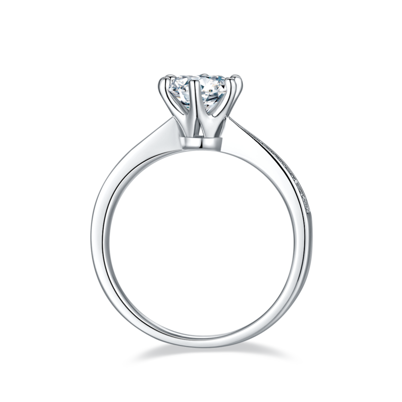 直臂灵动S925银镀白金MoissaniteWomen's Ring1ctD级
